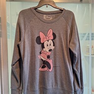 Disney Women's Gray Sweater Shirt with Pink Minnie Mouse Really Soft Material.